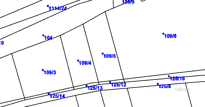Parcela st. 109/5 v KÚ Modlešovice, Katastrální mapa