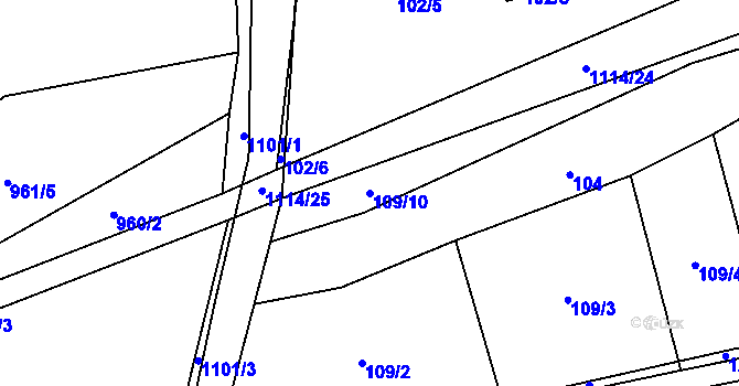 Parcela st. 109/10 v KÚ Modlešovice, Katastrální mapa
