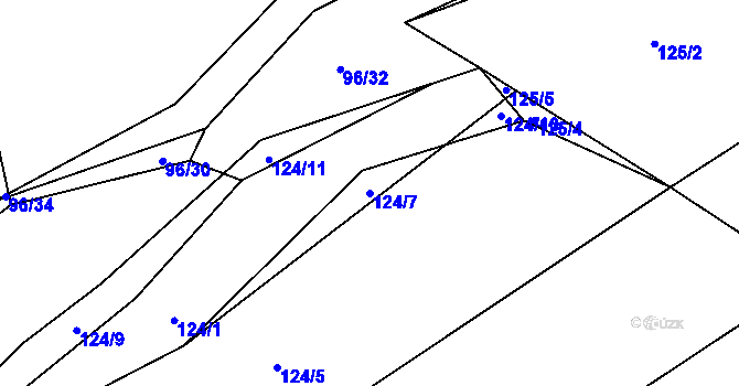 Parcela st. 124/7 v KÚ Modlešovice, Katastrální mapa