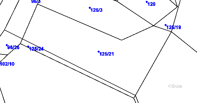 Parcela st. 125/21 v KÚ Modlešovice, Katastrální mapa