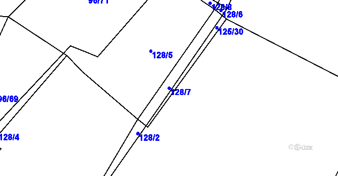 Parcela st. 128/7 v KÚ Modlešovice, Katastrální mapa