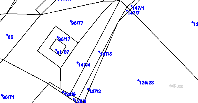 Parcela st. 147/3 v KÚ Modlešovice, Katastrální mapa