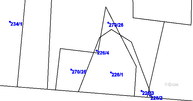 Parcela st. 226/4 v KÚ Modlešovice, Katastrální mapa