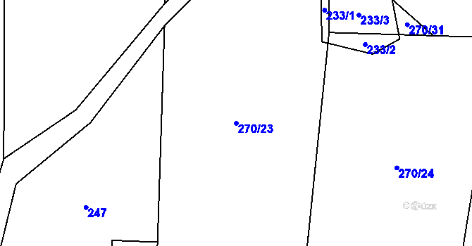Parcela st. 270/23 v KÚ Modlešovice, Katastrální mapa
