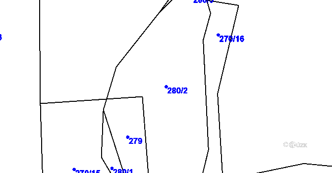 Parcela st. 280/2 v KÚ Modlešovice, Katastrální mapa