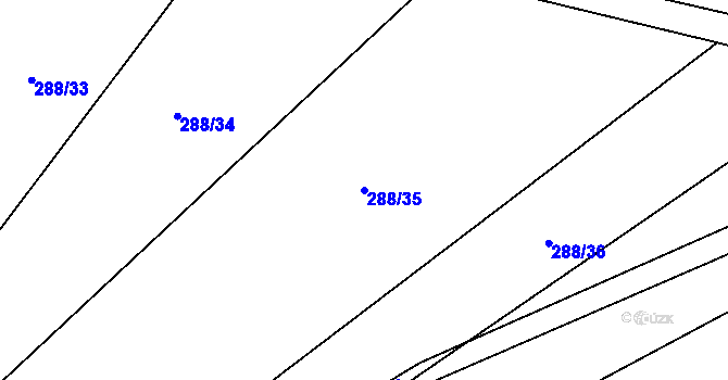 Parcela st. 288/35 v KÚ Modlešovice, Katastrální mapa