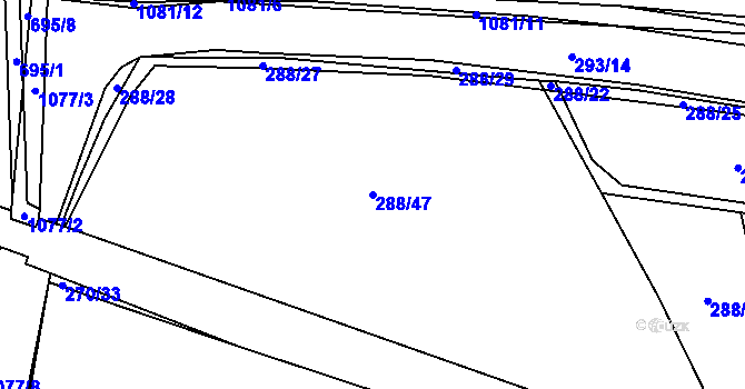 Parcela st. 288/47 v KÚ Modlešovice, Katastrální mapa