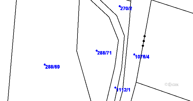 Parcela st. 288/71 v KÚ Modlešovice, Katastrální mapa