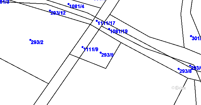 Parcela st. 293/5 v KÚ Modlešovice, Katastrální mapa