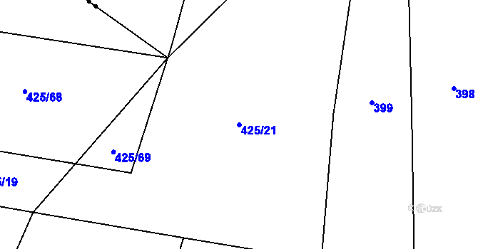 Parcela st. 425/21 v KÚ Modlešovice, Katastrální mapa