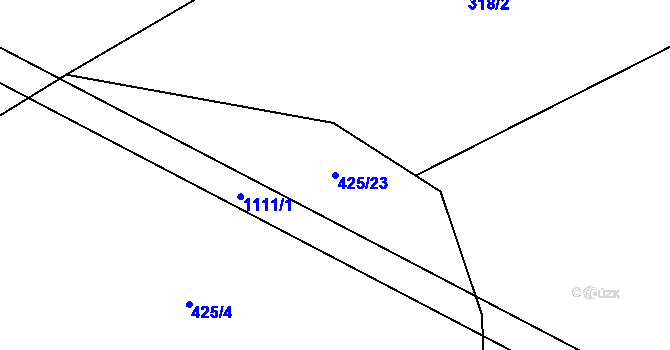 Parcela st. 425/23 v KÚ Modlešovice, Katastrální mapa