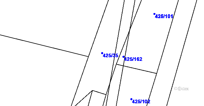 Parcela st. 425/35 v KÚ Modlešovice, Katastrální mapa