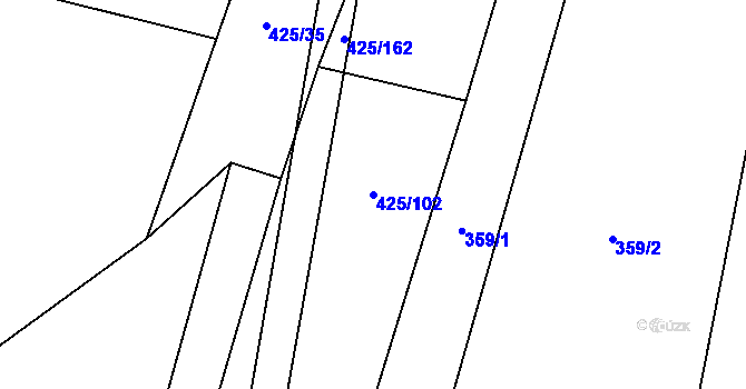 Parcela st. 425/102 v KÚ Modlešovice, Katastrální mapa