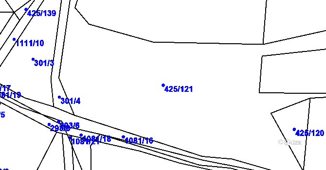 Parcela st. 425/121 v KÚ Modlešovice, Katastrální mapa