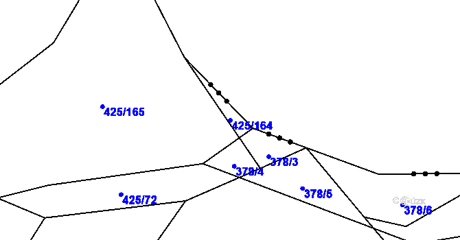 Parcela st. 425/164 v KÚ Modlešovice, Katastrální mapa