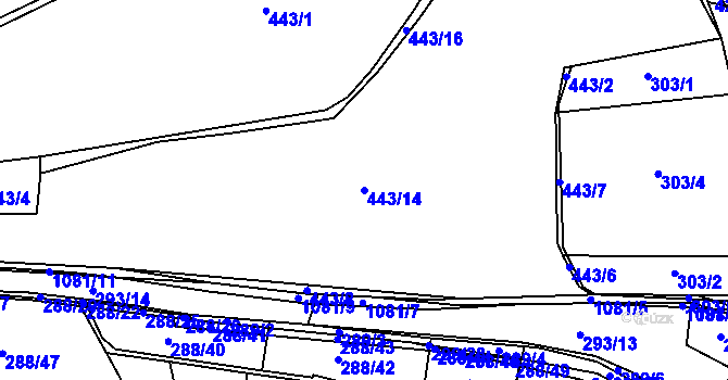 Parcela st. 443/14 v KÚ Modlešovice, Katastrální mapa