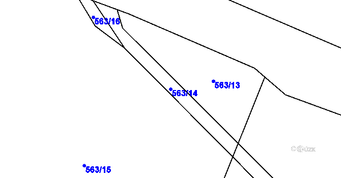 Parcela st. 563/14 v KÚ Modlešovice, Katastrální mapa