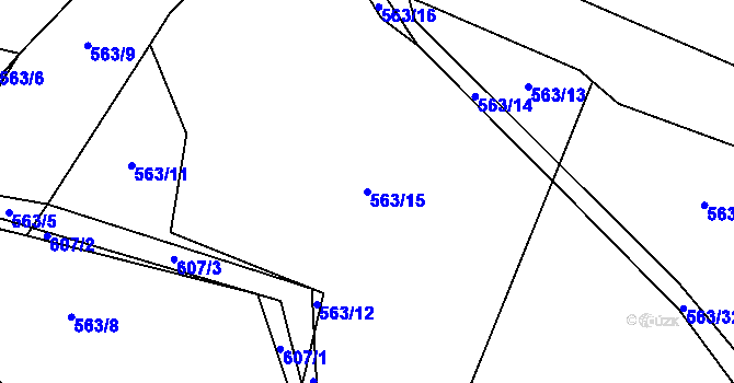 Parcela st. 563/15 v KÚ Modlešovice, Katastrální mapa