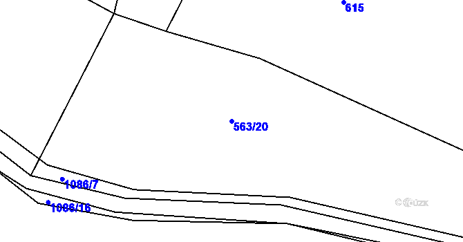 Parcela st. 563/20 v KÚ Modlešovice, Katastrální mapa