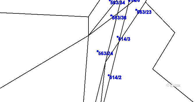 Parcela st. 563/24 v KÚ Modlešovice, Katastrální mapa