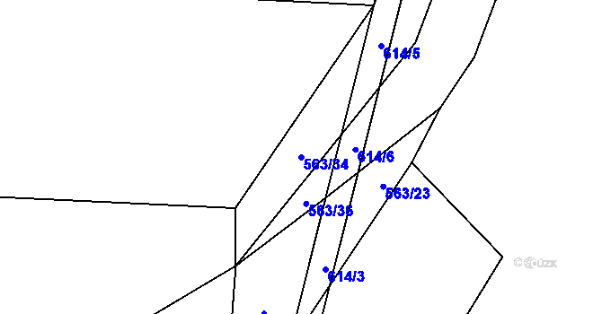 Parcela st. 563/34 v KÚ Modlešovice, Katastrální mapa