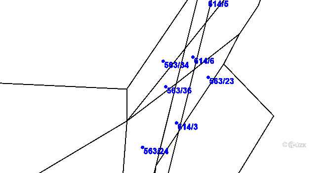 Parcela st. 563/36 v KÚ Modlešovice, Katastrální mapa