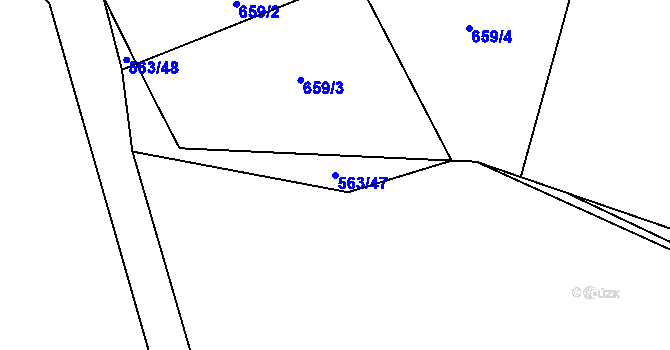 Parcela st. 563/47 v KÚ Modlešovice, Katastrální mapa