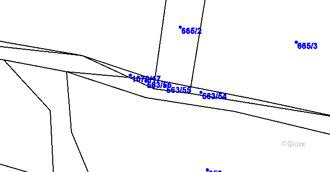 Parcela st. 563/55 v KÚ Modlešovice, Katastrální mapa