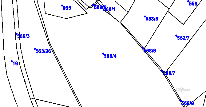 Parcela st. 568/4 v KÚ Modlešovice, Katastrální mapa