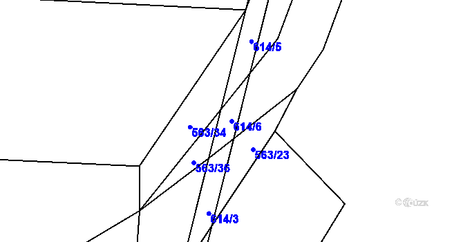 Parcela st. 614/6 v KÚ Modlešovice, Katastrální mapa
