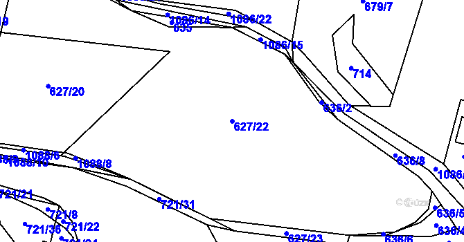 Parcela st. 627/22 v KÚ Modlešovice, Katastrální mapa