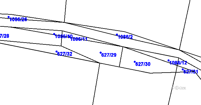 Parcela st. 627/29 v KÚ Modlešovice, Katastrální mapa
