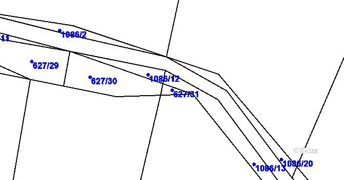Parcela st. 627/31 v KÚ Modlešovice, Katastrální mapa
