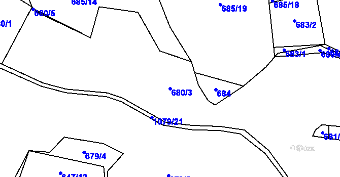 Parcela st. 680/3 v KÚ Modlešovice, Katastrální mapa