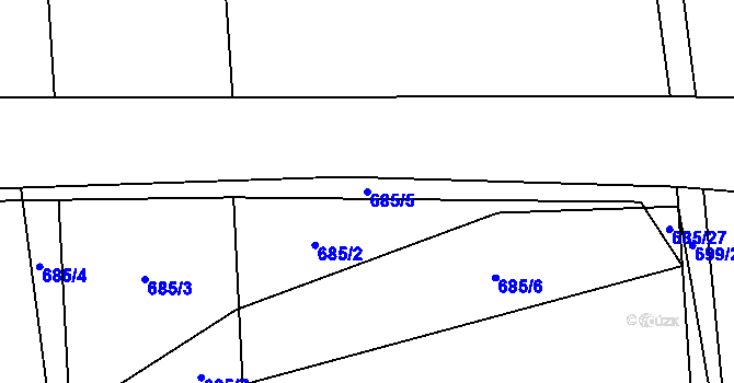 Parcela st. 685/5 v KÚ Modlešovice, Katastrální mapa