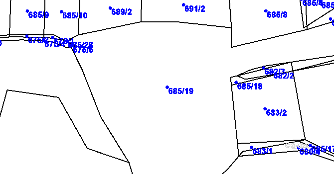 Parcela st. 685/19 v KÚ Modlešovice, Katastrální mapa