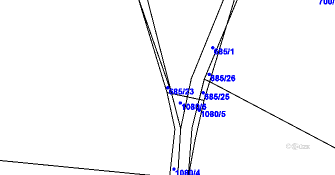 Parcela st. 685/23 v KÚ Modlešovice, Katastrální mapa