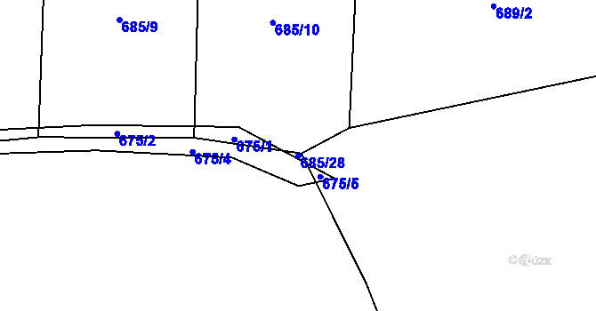 Parcela st. 685/28 v KÚ Modlešovice, Katastrální mapa