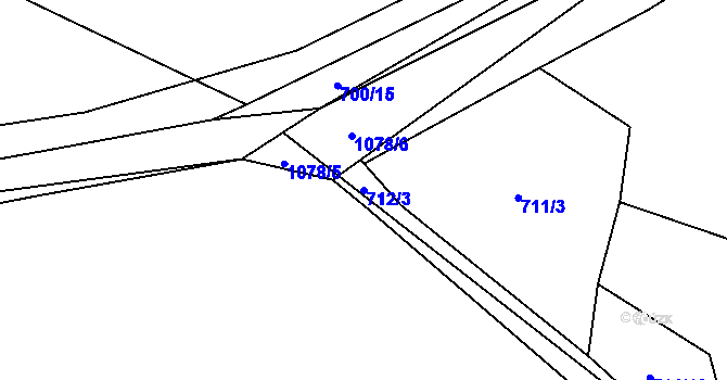 Parcela st. 712/3 v KÚ Modlešovice, Katastrální mapa