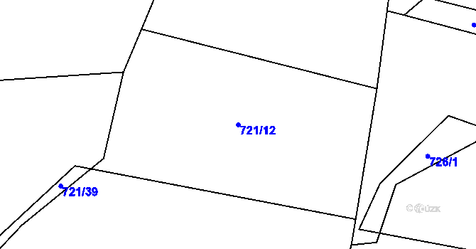 Parcela st. 721/12 v KÚ Modlešovice, Katastrální mapa