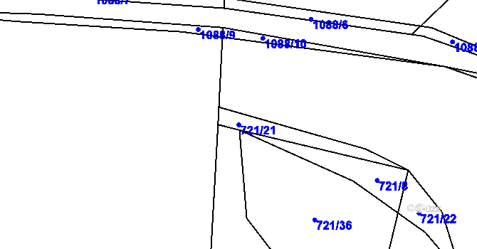 Parcela st. 721/21 v KÚ Modlešovice, Katastrální mapa