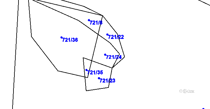Parcela st. 721/24 v KÚ Modlešovice, Katastrální mapa