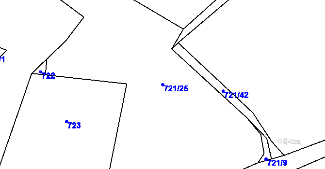 Parcela st. 721/25 v KÚ Modlešovice, Katastrální mapa