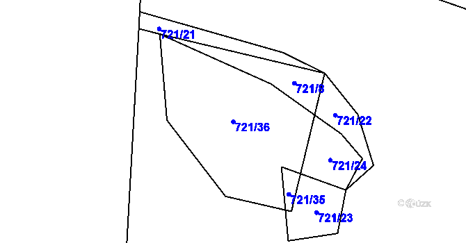 Parcela st. 721/36 v KÚ Modlešovice, Katastrální mapa