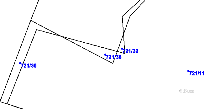 Parcela st. 721/38 v KÚ Modlešovice, Katastrální mapa