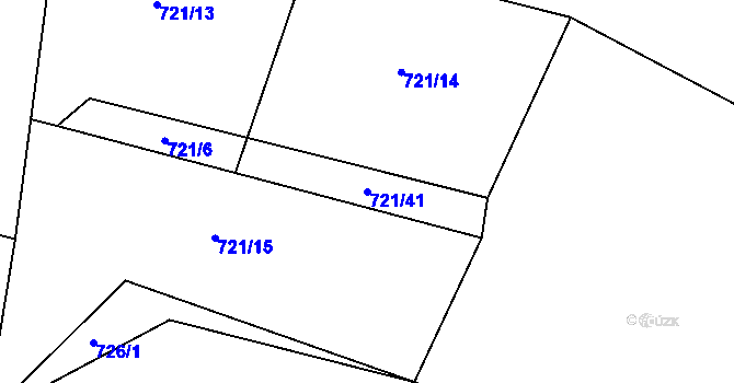 Parcela st. 721/41 v KÚ Modlešovice, Katastrální mapa