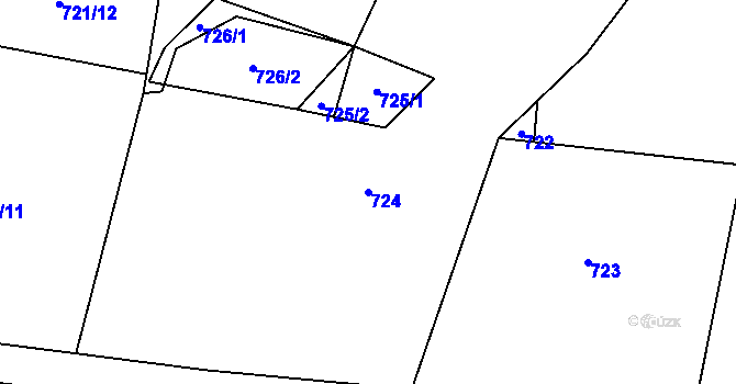 Parcela st. 724 v KÚ Modlešovice, Katastrální mapa