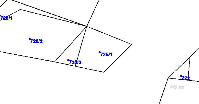 Parcela st. 725/1 v KÚ Modlešovice, Katastrální mapa