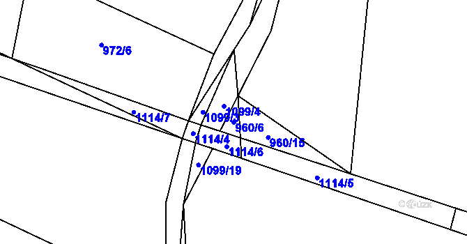 Parcela st. 960/6 v KÚ Modlešovice, Katastrální mapa