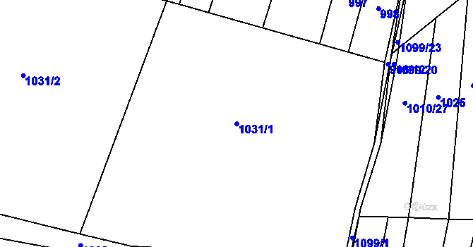 Parcela st. 1031/1 v KÚ Modlešovice, Katastrální mapa